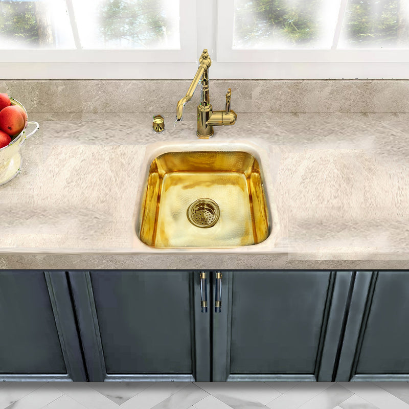 Nantucket Sinks SQRB-7SM 16.625 Inch Brass Square Dualmount Bar Sink - view 6