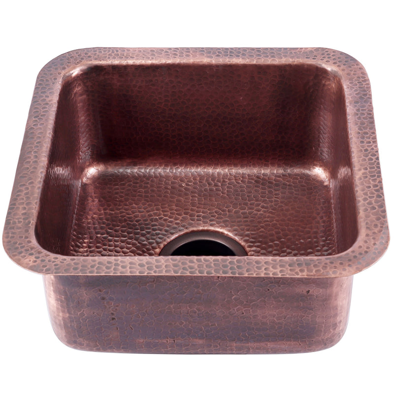 Nantucket Sinks SQRC-7PS 16.625 Inch Copper Square Dualmount Bar Sink and Cutting Board - view 2