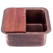 Nantucket Sinks SQRC-7PS 16.625 Inch Copper Square Dualmount Bar Sink and Cutting Board - view 3