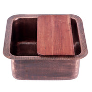 Nantucket Sinks SQRC-7PS 16.625 Inch Copper Square Dualmount Bar Sink and Cutting Board - view 4