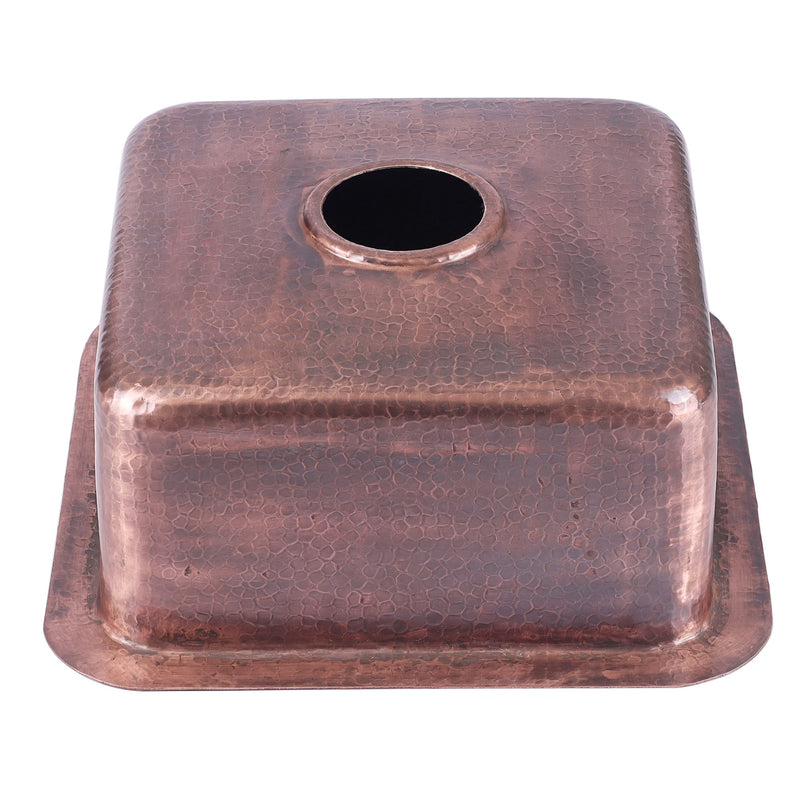Nantucket Sinks SQRC-7PS 16.625 Inch Copper Square Dualmount Bar Sink and Cutting Board - view 5