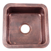 Nantucket Sinks SQRC-7PS 16.625 Inch Copper Square Dualmount Bar Sink and Cutting Board