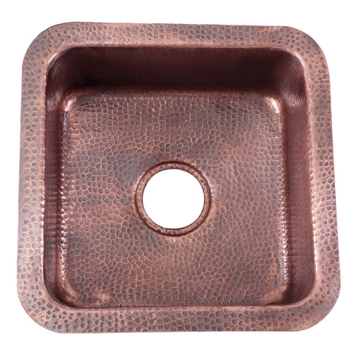 Nantucket Sinks SQRC-7PS 16.625 Inch Copper Square Dualmount Bar Sink and Cutting Board