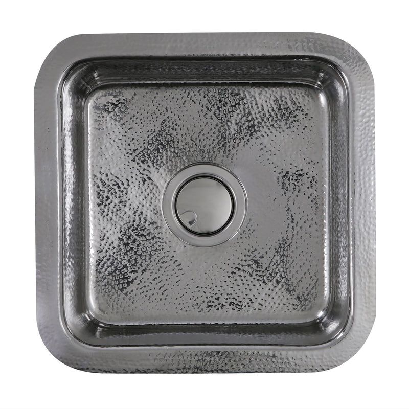 Nantucket Sinks SQRS-7 16.5 Inch Square Hammered Stainless Bar Sink