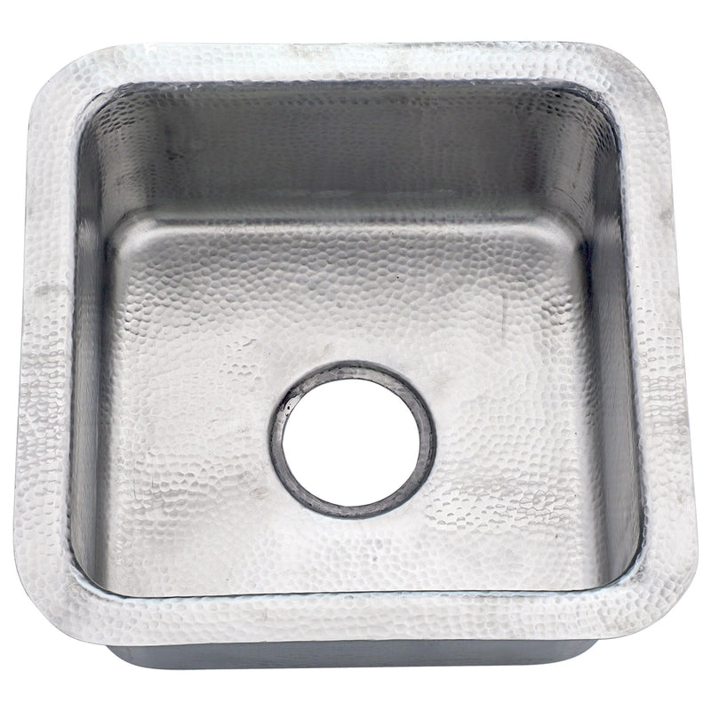 Nantucket Sinks SQRS-7MF 16.5 Inch Square Hammered Satin Matte Finish Stainless Bar Sink - view 2