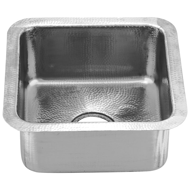 Nantucket Sinks SQRS-7MF 16.5 Inch Square Hammered Satin Matte Finish Stainless Bar Sink - view 3
