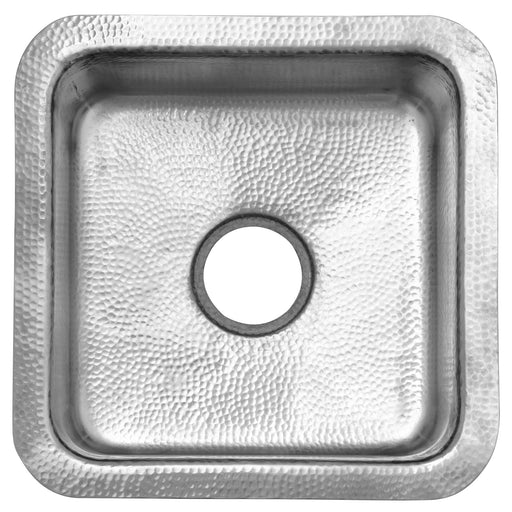 Nantucket Sinks SQRS-7MF 16.5 Inch Square Hammered Satin Matte Finish Stainless Bar Sink