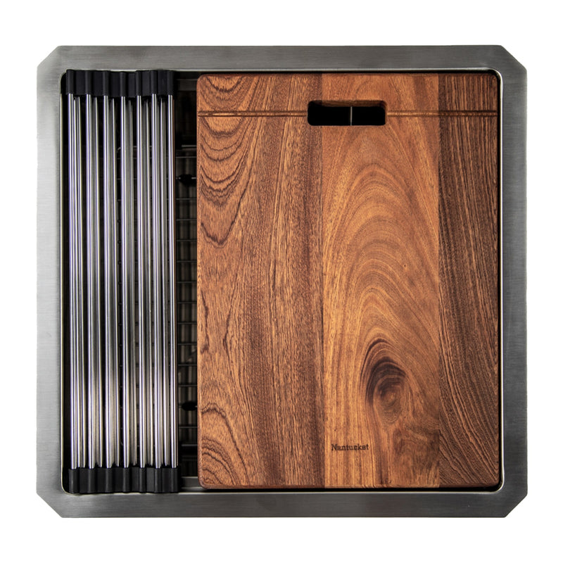Nantucket Sinks SR-PS-1919-16 Pro Series Prep-Station Single Bowl Undermount Stainless Steel Entertainment Sink