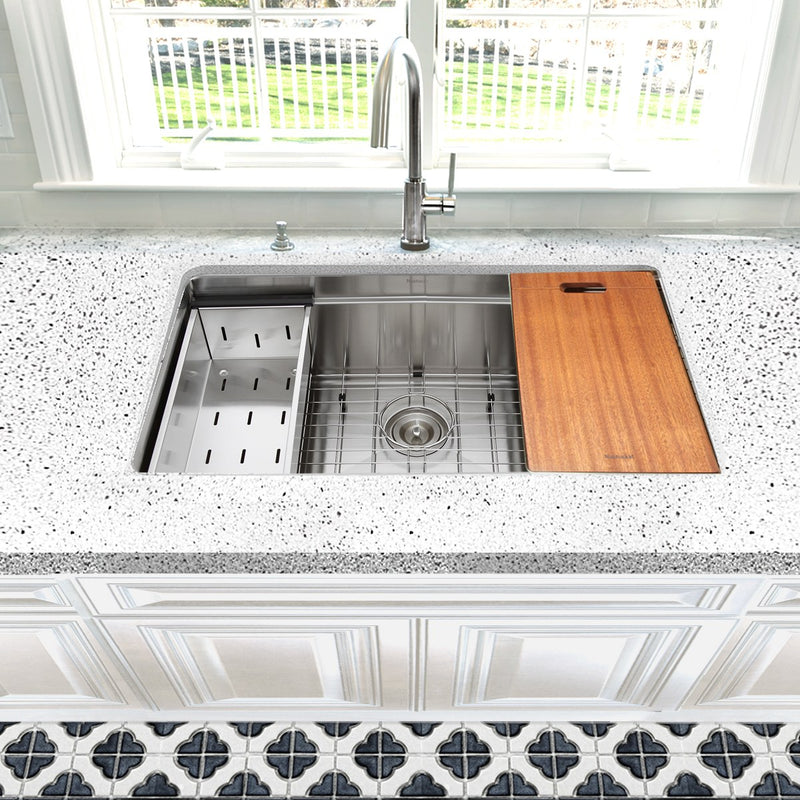 Nantucket Sinks SR-PS-3018-16 - 30 Inch Pro Series Prep-Station Single Bowl Undermount Stainless Steel Kitchen Sink with Included Accessories - view 5