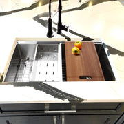 Nantucket Sinks SR-PS-3219-DE-16 Double Equal Prep Station Small Radius Undermount Stainless Sink with Accessories - view 7