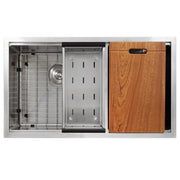 Nantucket Sinks SR-PS-3219-OS-16 Offset Double Bowl Prep Station Small Radius Undermount Stainless Sink with Accessories - view 3