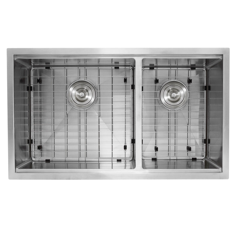 Nantucket Sinks SR-PS-3219-OS-16 Offset Double Bowl Prep Station Small Radius Undermount Stainless Sink with Accessories - view 4