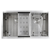 Nantucket Sinks SR-PS-3219-OS-16 Offset Double Bowl Prep Station Small Radius Undermount Stainless Sink with Accessories - view 5