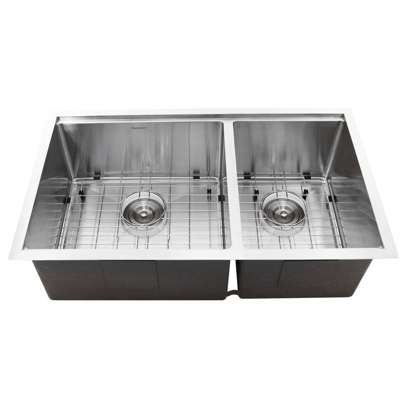 Nantucket Sinks SR-PS-3219-OS-16 Offset Double Bowl Prep Station Small Radius Undermount Stainless Sink with Accessories - view 6