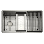 Nantucket Sinks SR-PS-3220-16 Small Radius Pro Series Prep Station Single Bowl Undermount Stainless Steel Kitchen Sink with Compatible Accessories SR-PS-3220-OSD