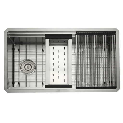 Nantucket Sinks SR-PS-3220-16 Small Radius Pro Series Prep Station Single Bowl Undermount Stainless Steel Kitchen Sink with Compatible Accessories SR-PS-3220-OSD