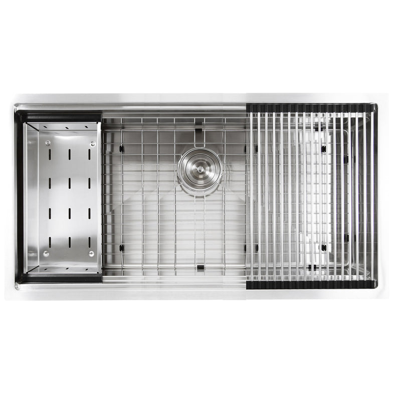 Nantucket Sinks SR-PS-3620-16 - 36 Inch Pro Series Large Prep Station Single Bowl Undermount Stainless Steel Kitchen Sink with Compatible Accessories - view 2