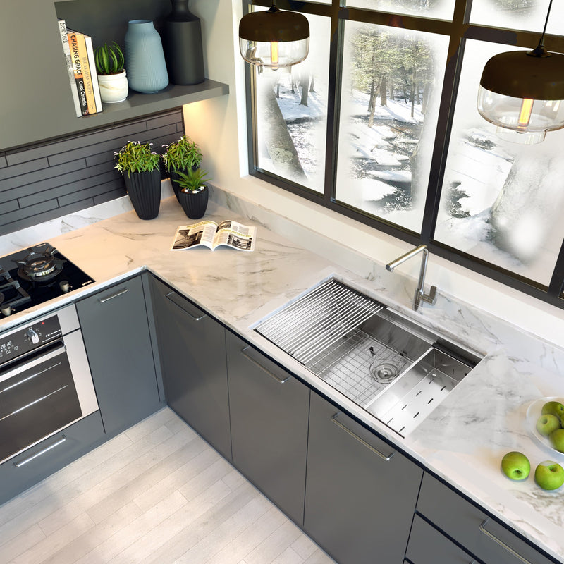 Nantucket Sinks SR-PS-3620-16 - 36 Inch Pro Series Large Prep Station Single Bowl Undermount Stainless Steel Kitchen Sink with Compatible Accessories - view 7