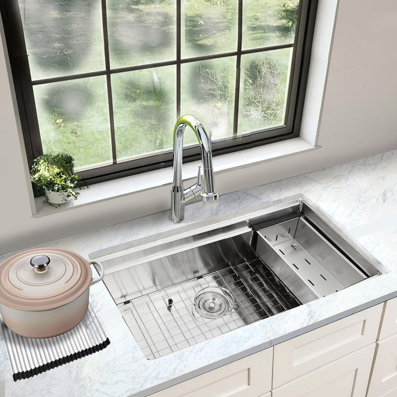 Nantucket Sinks SR-PS-3620-16 - 36 Inch Pro Series Large Prep Station Single Bowl Undermount Stainless Steel Kitchen Sink with Compatible Accessories - view 8