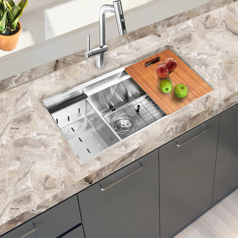 Nantucket Sinks SR-PS2-2818-16 - 28 Inch Pro Series Prep-Station Single Bowl Undermount Stainless Steel Kitchen Sink with Included Accessories - view 6