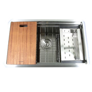 Nantucket Sinks SR-PS2-2818-16 - 28 Inch Pro Series Prep-Station Single Bowl Undermount Stainless Steel Kitchen Sink with Included Accessories