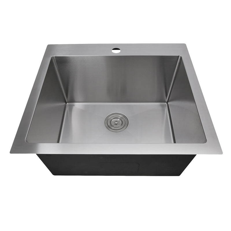 Nantucket Sinks 25" Pro Series Rectangle Topmount Small Radius Corners Stainless Steel Laundry Sink SR2522-12-16 - view 3