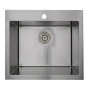 Nantucket Sinks 25" Pro Series Rectangle Topmount Small Radius Corners Stainless Steel Laundry Sink SR2522-12-16