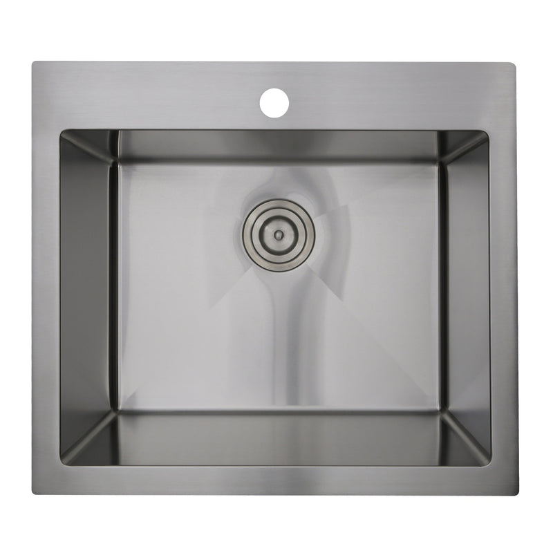 Nantucket Sinks 25" Pro Series Rectangle Topmount Small Radius Corners Stainless Steel Laundry Sink SR2522-12-16