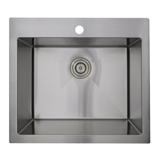 Nantucket Sinks 25" Pro Series Rectangle Topmount Small Radius Corners Stainless Steel Laundry Sink SR2522-12-16
