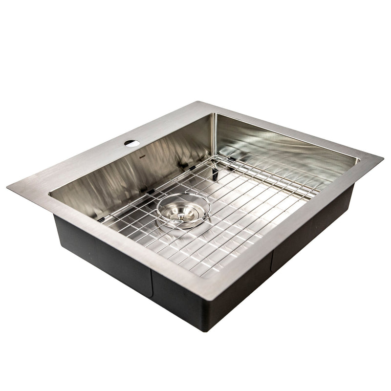 Nantucket Sinks SR2522-5.5-16 Pro Series Small Radius Topmount Single Hole Stainless Steel ADA Kitchen Sink