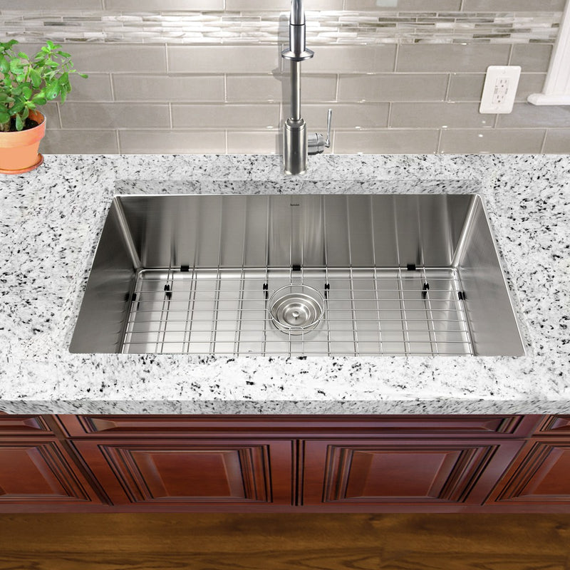 Nantucket Sinks SR3218-16 - 32 Inch Pro Series Large Rectangle Single Bowl Undermount Small Radius Corners Stainless Steel Kitchen Sink - view 3