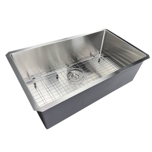 Nantucket Sinks SR3219-16 - 32 Inch Pro Series Large Rectangle Single Bowl Undermount Small Radius Stainless Steel Kitchen Sink - view 2