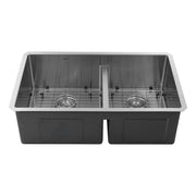 Nantucket Sinks SR3219-OS-16 - 32 Inch Pro Series 60/40 Offset Double bowl Undermount Small Radius Stainless Steel Kitchen Sink - view 3
