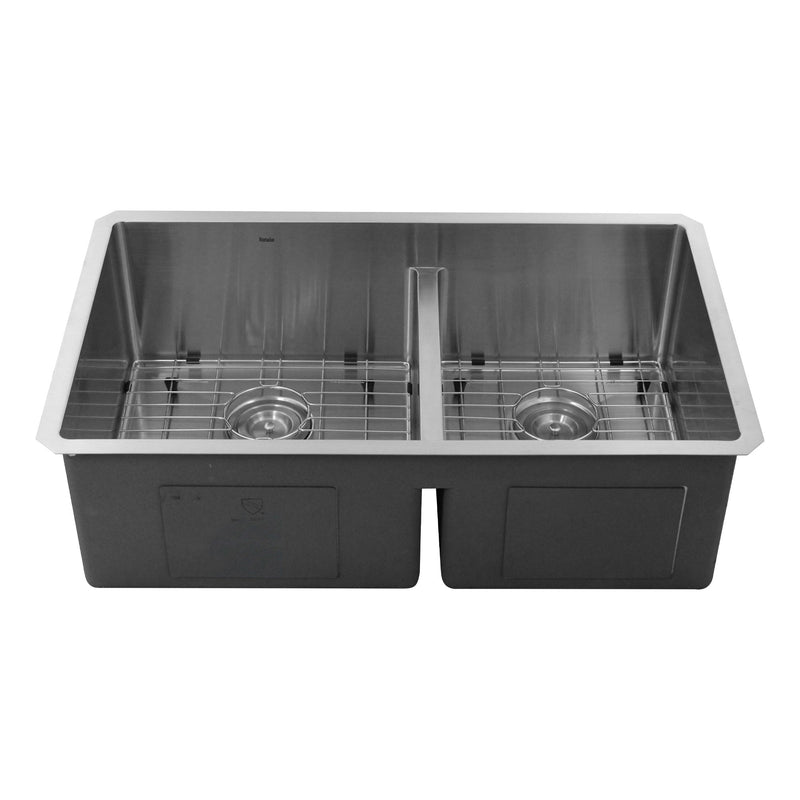 Nantucket Sinks SR3219-OS-16 - 32 Inch Pro Series 60/40 Offset Double bowl Undermount Small Radius Stainless Steel Kitchen Sink - view 3