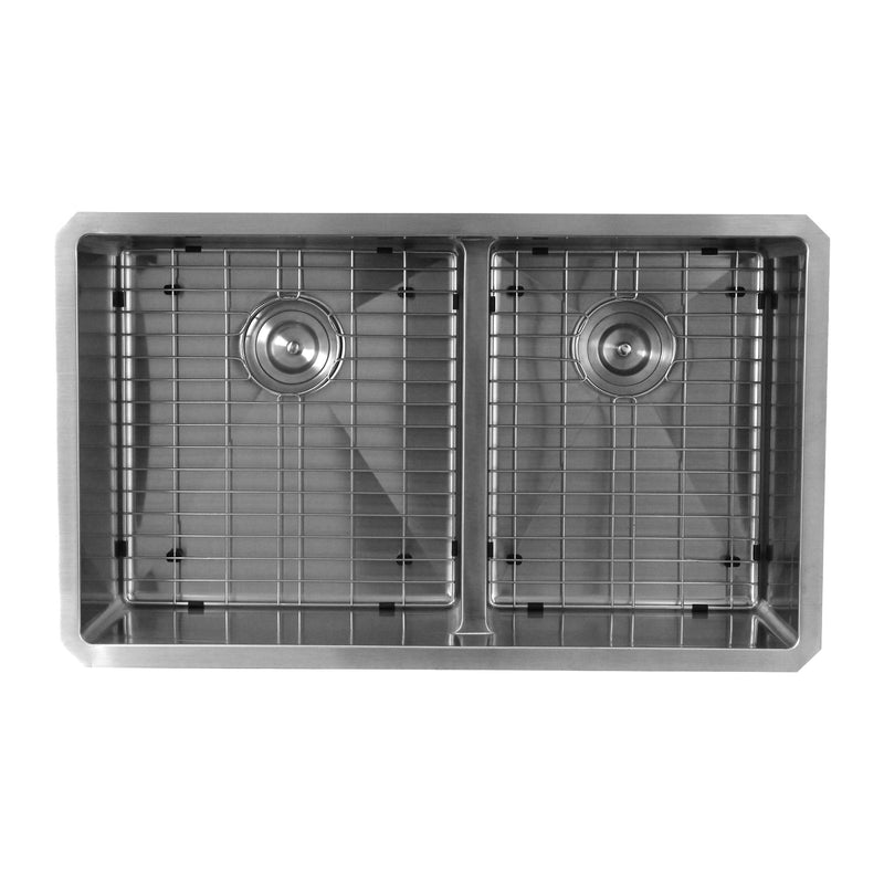 Nantucket Sinks SR3219-OS-16 - 32 Inch Pro Series 60/40 Offset Double bowl Undermount Small Radius Stainless Steel Kitchen Sink