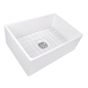 Nantucket Sinks 27 Inch Farmhouse Fireclay Sink with Drain and Grid T-FCFS27