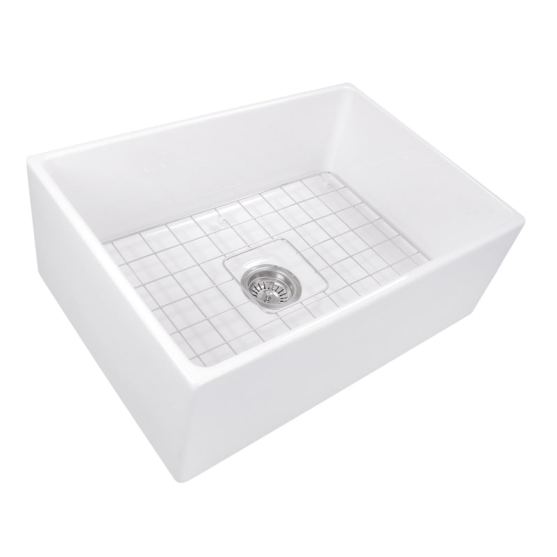 Nantucket Sinks 27 Inch Farmhouse Fireclay Sink with Drain and Grid T-FCFS27