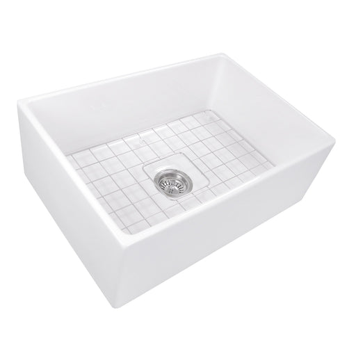 Nantucket Sinks 27 Inch Farmhouse Fireclay Sink with Drain and Grid T-FCFS27