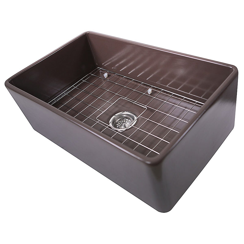 Nantucket Sinks 30 Inch Coffee Brown Fireclay Farmhouse Kitchen Sink T-FCFS30CB
