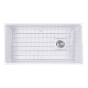 Nantucket Sinks 36 Inch Farmhouse Fireclay Sink with Offset Drain and Grid T-FCFS36 - view 2