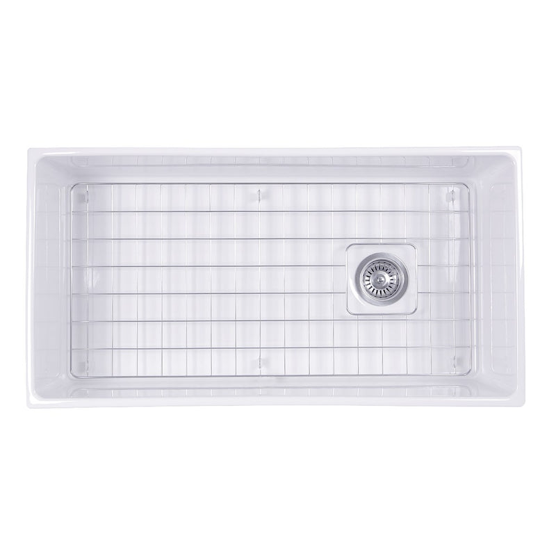 Nantucket Sinks 36 Inch Farmhouse Fireclay Sink with Offset Drain and Grid T-FCFS36 - view 2