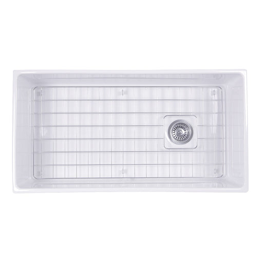 Nantucket Sinks 36 Inch Farmhouse Fireclay Sink with Offset Drain and Grid T-FCFS36 - view 2