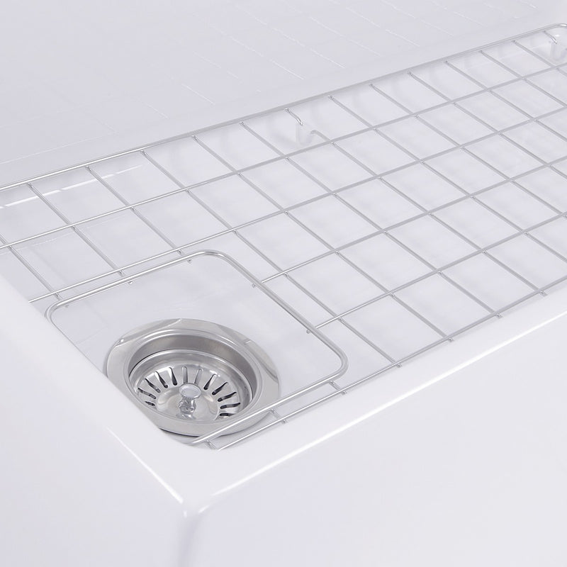 Nantucket Sinks 36 Inch Farmhouse Fireclay Sink with Offset Drain and Grid T-FCFS36 - view 3