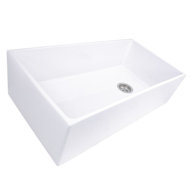 Nantucket Sinks 36 Inch Farmhouse Fireclay Sink with Offset Drain and Grid T-FCFS36 - view 5
