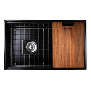 Nantucket Sinks 30-inch Workstation Fireclay Apron Sink Side Drain - Matte Black T-PS30MB - view 2