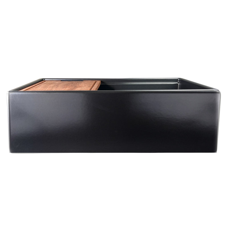 Nantucket Sinks 30-inch Workstation Fireclay Apron Sink Side Drain - Matte Black T-PS30MB - view 3
