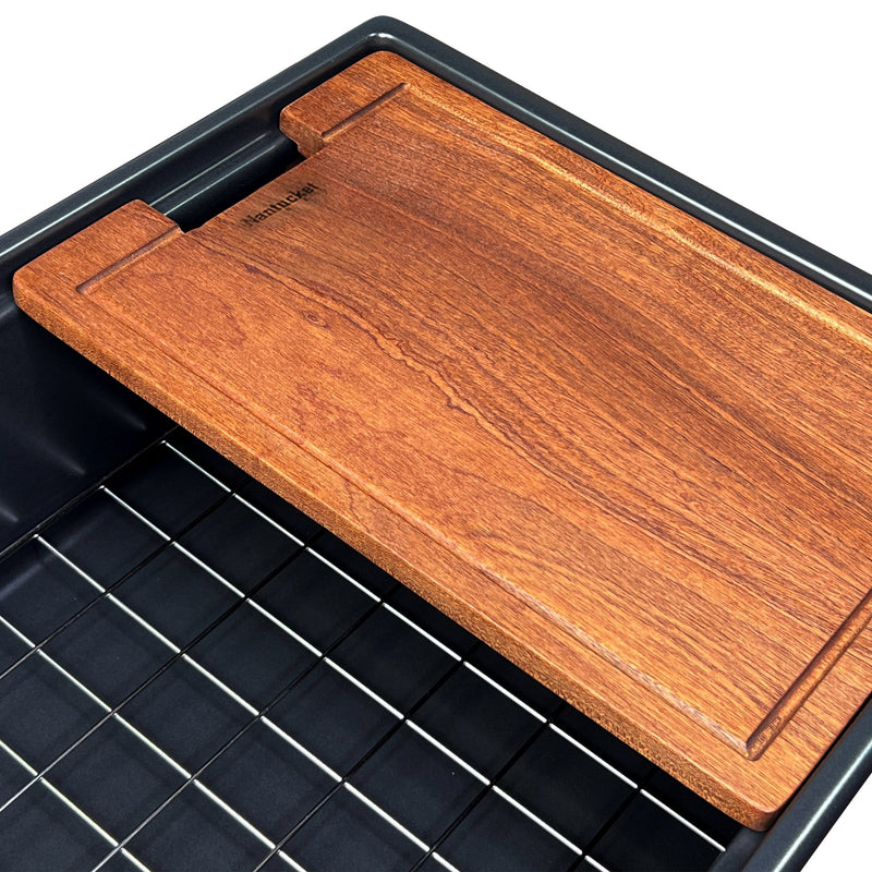 Nantucket Sinks 30-inch Workstation Fireclay Apron Sink Side Drain - Matte Black T-PS30MB - view 4