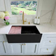 Nantucket Sinks 30-inch Workstation Fireclay Apron Sink Side Drain - Matte Black T-PS30MB - view 6