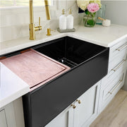 Nantucket Sinks 30-inch Workstation Fireclay Apron Sink Side Drain - Matte Black T-PS30MB - view 7