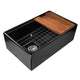 Nantucket Sinks 30-inch Workstation Fireclay Apron Sink Side Drain - Matte Black T-PS30MB